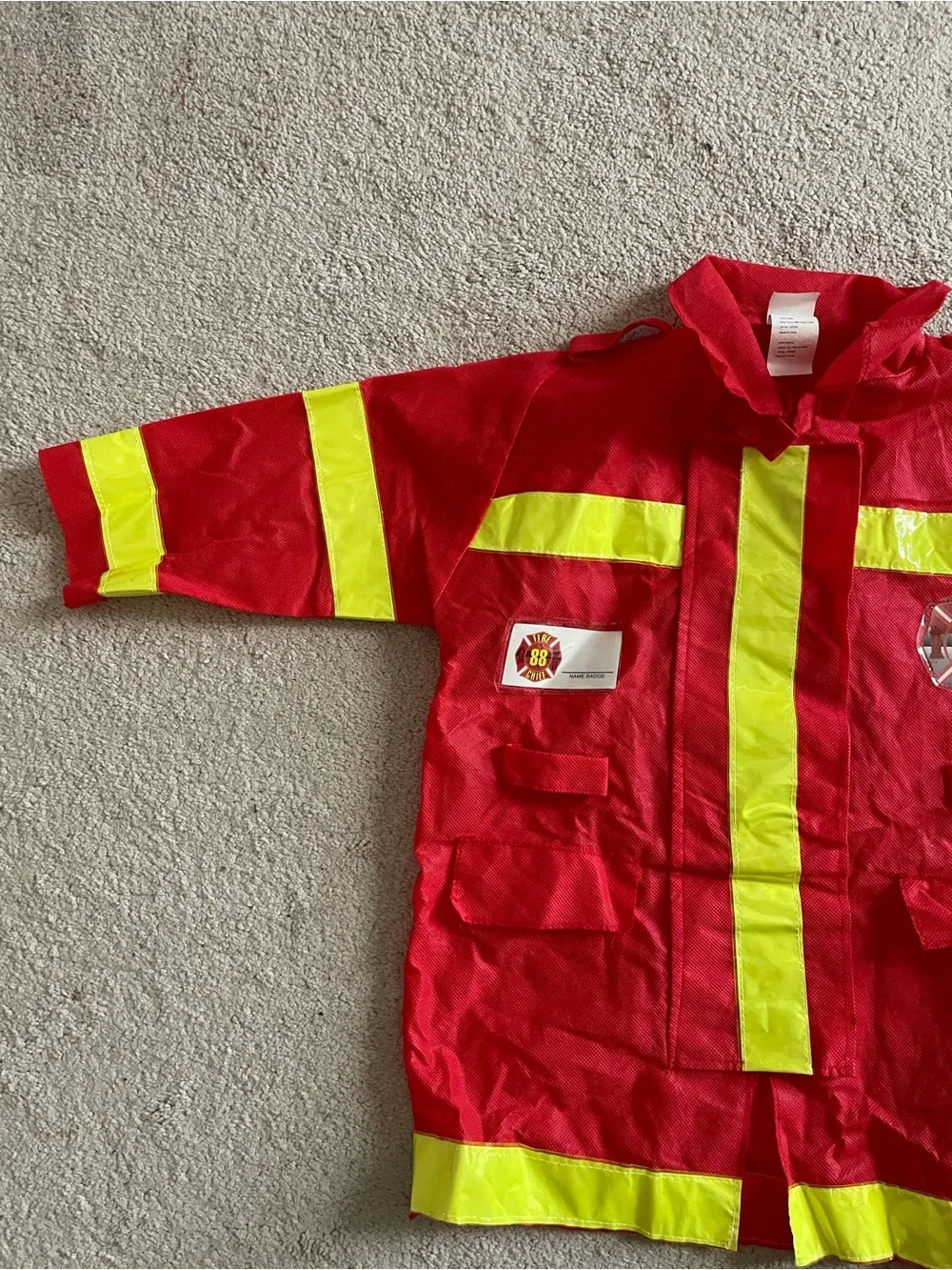 Kids Red Firefighter Jacket with Yellow Reflective Stripes